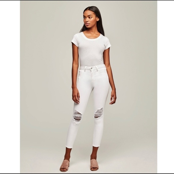 L’agence Margot High Rise Skinny Blanc Distressed‎ Sz 30 - Picture 1 of 11